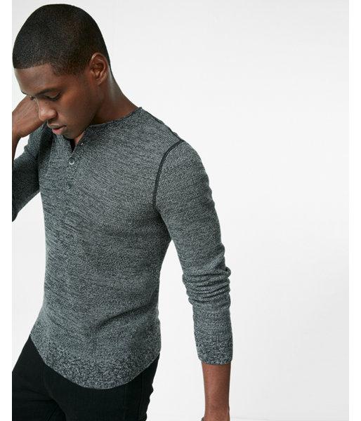 Express Cotton Tuck Stitch Crew Neck Henley