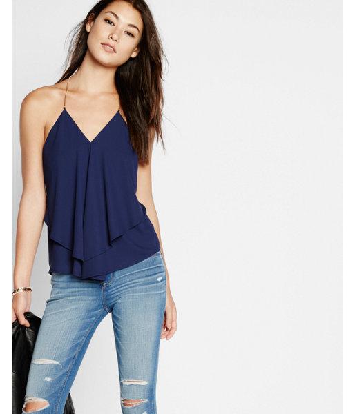 Express Womens Omega Chain Strap Drape Back Cami