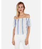 Express Womens Mixed Stripe Off The Shoulder Back Bow Top