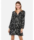 Express Womens Petite Print Surplice Fit And Flare Dress