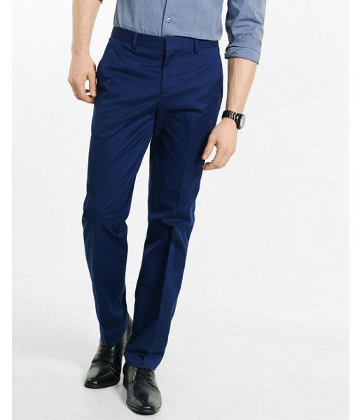 Express Mens Slim Photographer Blue Stretch Cotton Dress Pant