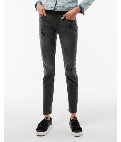 Express Womens Mid Rise Super Skinny Stretch Ankle Jeans