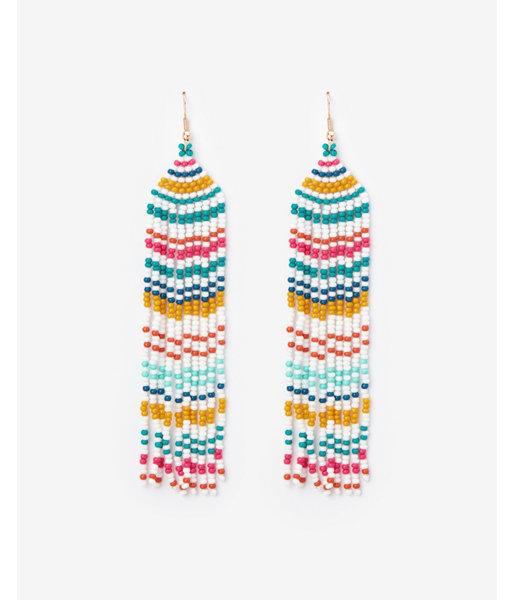 Express Womens Stripe Seed Bead Drop Earrings