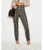 Express Womens High Waisted Cropped Plaid Pull-on