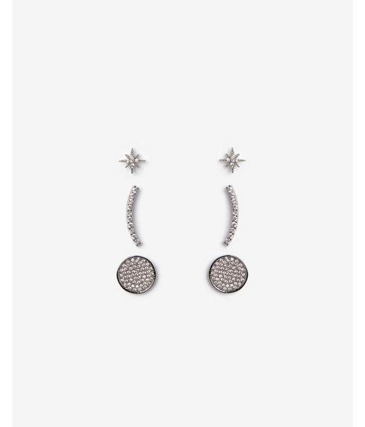 Express Womens Set Of Three Cubic Zirconia Shape Post Back Earrings