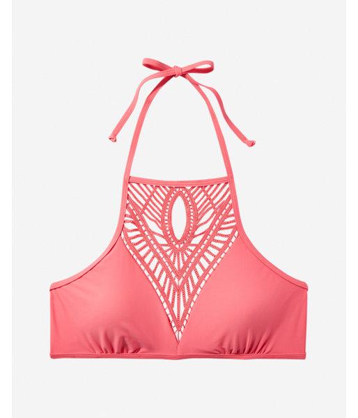 Express Womens Crochet Front Halter Bikini