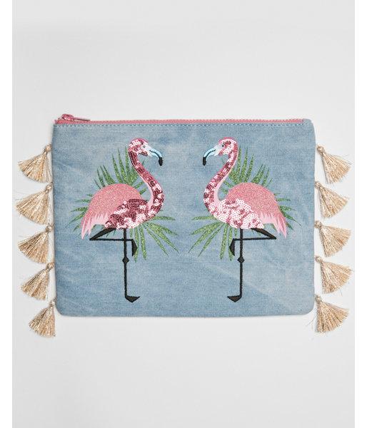 Express Womens Flamingo Tassel Pouch