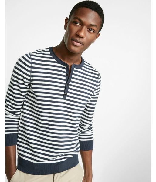 Express Mens Striped Long Sleeve Henley