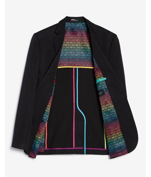 Express Mens Slim Black Love Unites Pride Blazer