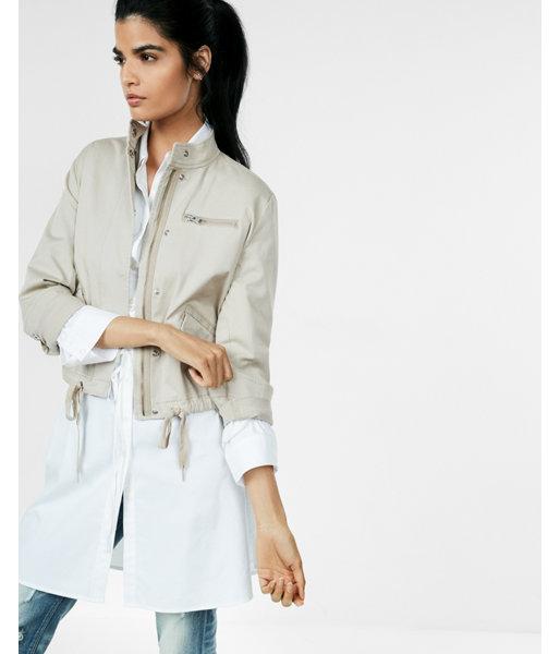 Express Cropped Twill Bomber Jacket