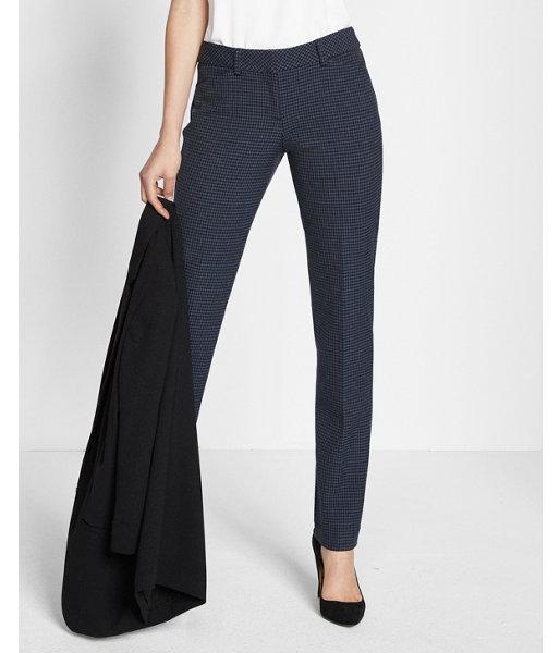 Express Womens Low Rise Mini Check Print Slim Leg Editor Pant
