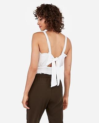 Express Womens Smocked Trim Tie Back Tank