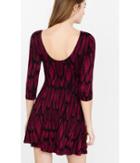 Express Women's Dresses Red Feather Print Scoop Back