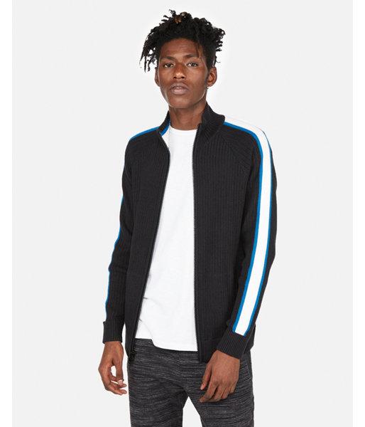 Express Mens Stripe Sleeve Zip Front Cardigan