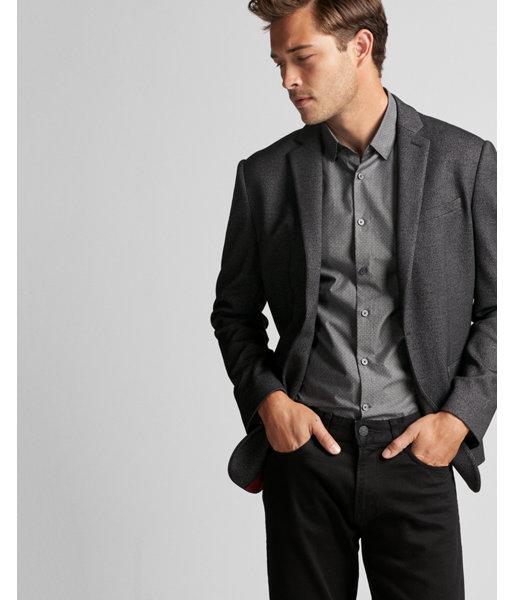 Express Mens Slim Photographer Dark Charcoal Double Knit Blazer