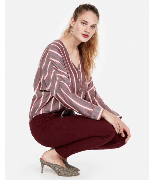 Express Womens Stripe Tie Hem Top