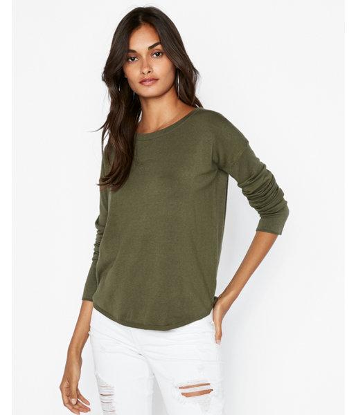 Express Womens Ribbed Shirttail Hem Pullover