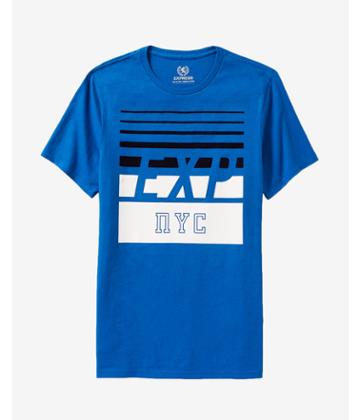 Express Mens Stripe Exp Nyc Graphic Tee