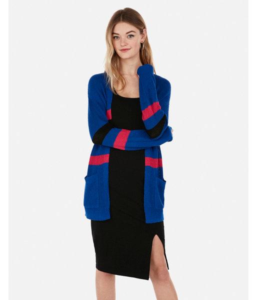 Express Womens Striped Balloon Sleeve Cover-up