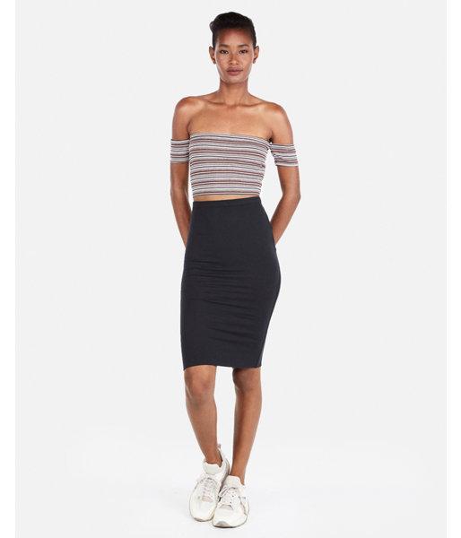 Express Womens Express Womens Express One Eleven Ribbed Off The Shoulder Cropped Top