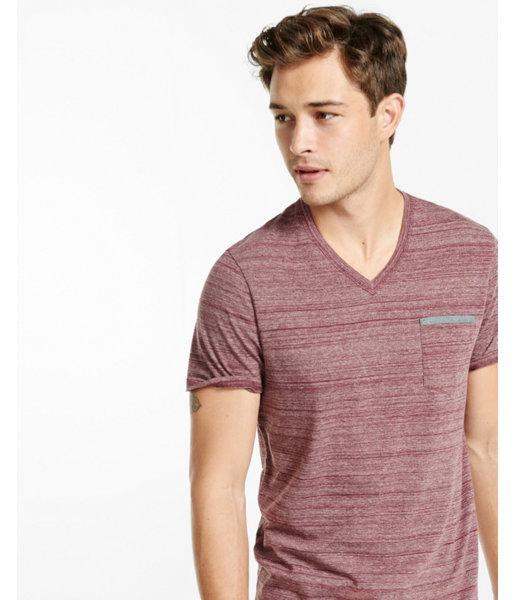 Express Mens Space Dyed  V-neck Pocket Tee