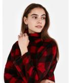 Express Womens Express One Eleven Plaid Mock Neck Cropped