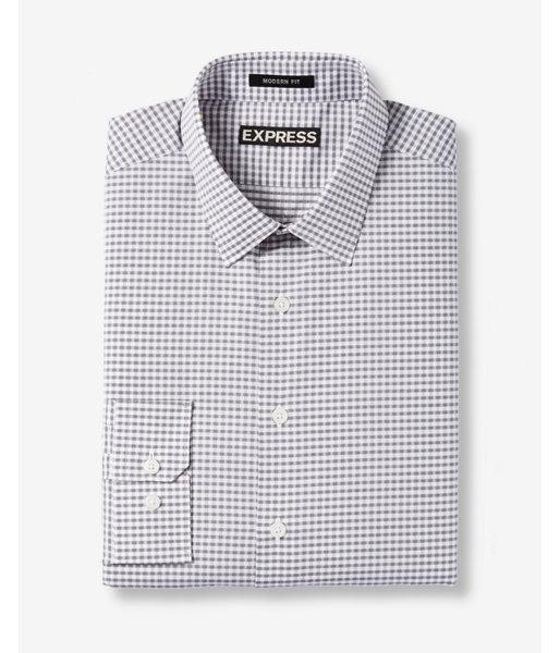 Express Modern Fit Micro Check Print Cotton Dress