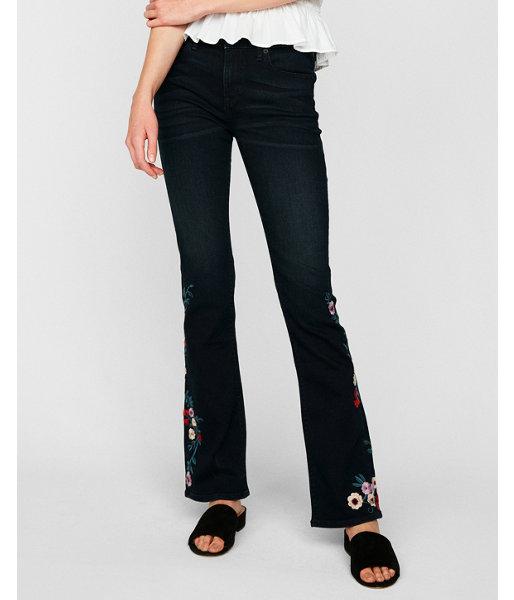 Express Womens Express Womens Mid Rise Embroidered Supersoft Stretch+ Barely Boot Jeans