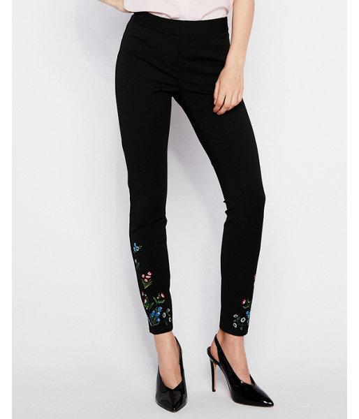 Express Womens Mid Rise Floral Embroidered Stretch Ankle
