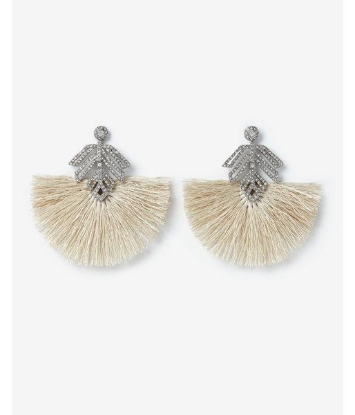Express Womens Mini Tassel Stone Leaf Drop Earrings
