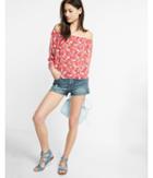 Express Womens Floral Print Abbreviated Off The Shoulder Blouse