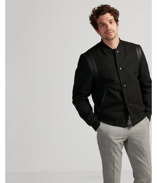 Express Mens Black Shoulder Seam Bomber Jacket