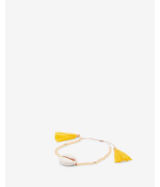Express Womens Beaded Puka Shell Pull Cord Bracelet