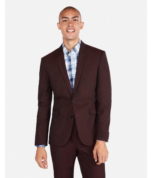 Express Mens Extra Slim Burgundy Cotton Blend Stretch