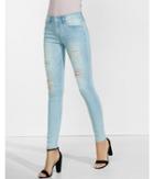 Express Womens Faded Distressed Mid Rise Jean