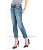 Express Women's Jeans Faded Medium Wash Girlfriend Jeans
