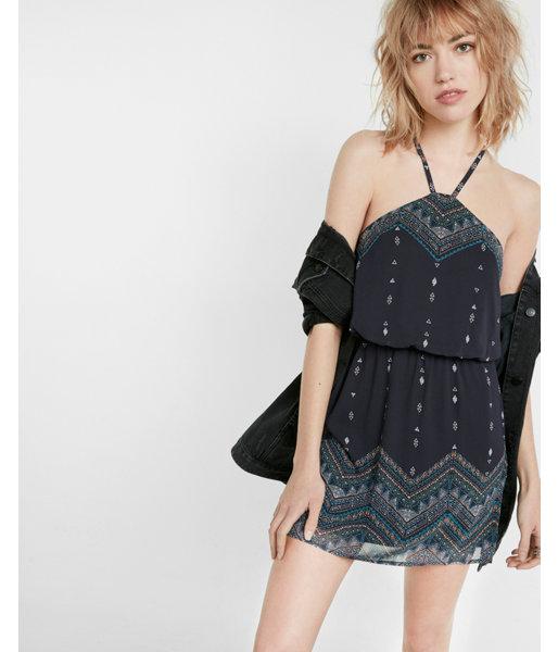 Express Womens Print Halter Dress