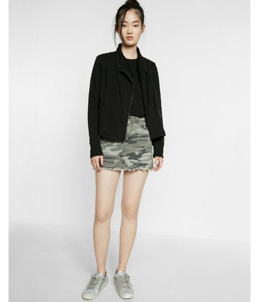 Express Black Cropped Asymmetrical Utility Jacket