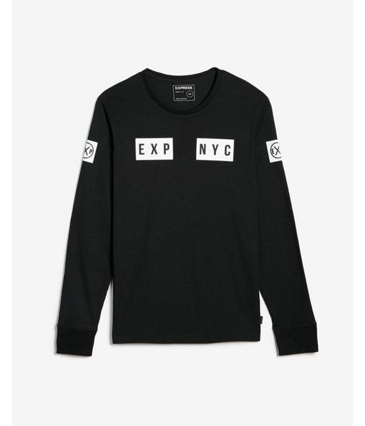 Express Mens Long Sleeve Exp Nyc Logo Graphic Tee