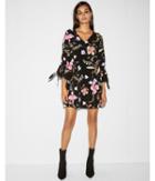 Express Womens Floral Tie-sleeve