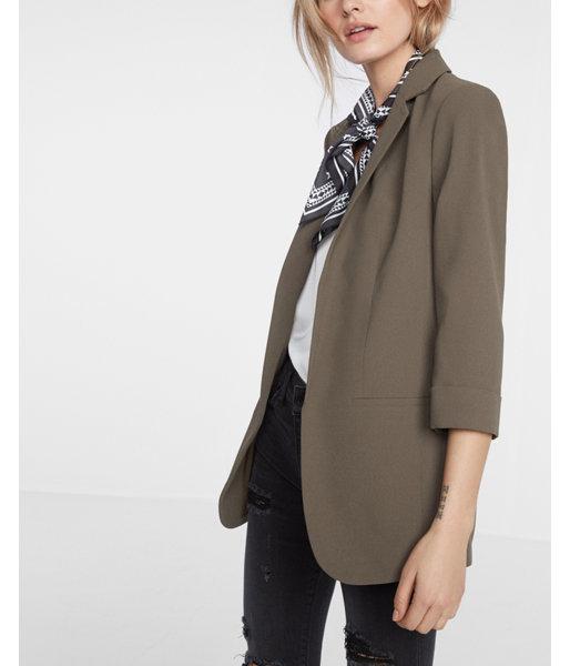 Express Cuffed Sleeve Soft Crepe Boyfriend Jacket