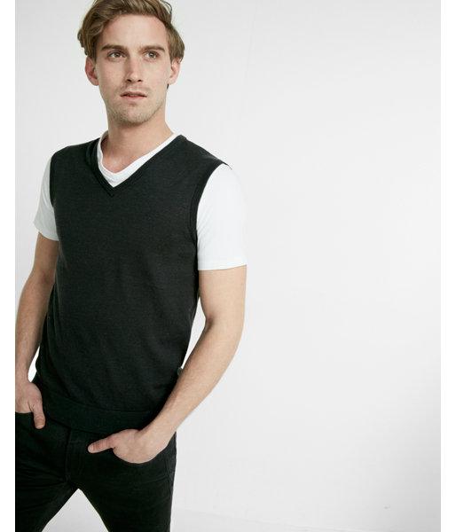 Express Mens Solid V-neck Vest