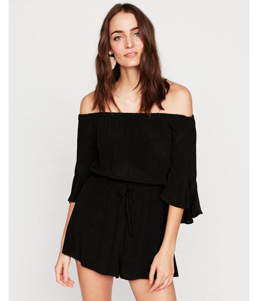 Express Womens Solid Off The Shoulder Bell