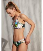 Express Womens Floral Lace-up High Neck Bikini