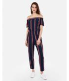 Express Womens Striped Off The Shoulder Jumpsuit
