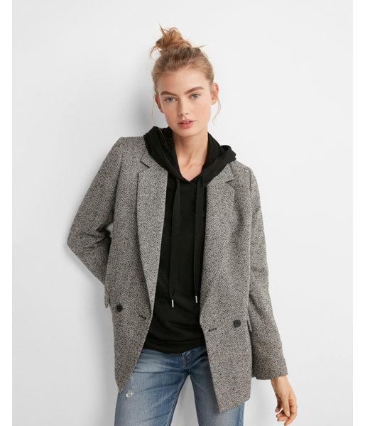 Express Womens Herringbone Oversized Blazer