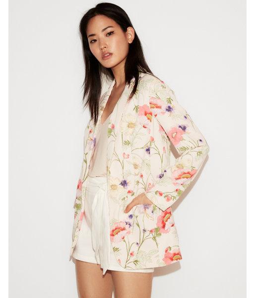 Express Womens Relaxed Floral Boyfriend Blazer