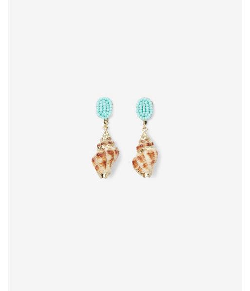 Express Womens Seashell Beaded Drop Post Back Earrings