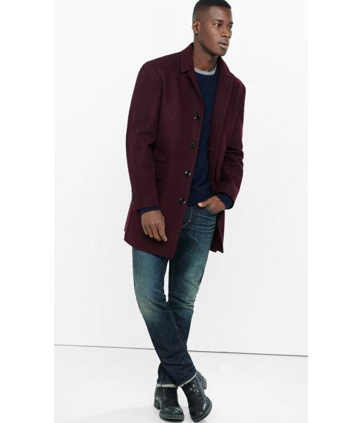 Express Men's Outerwear Burgundy Topcoat