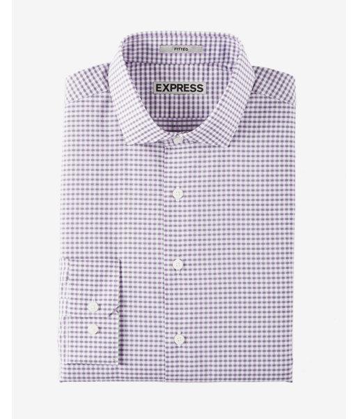 Express Mens Slim Micro Check Print Cotton Dress